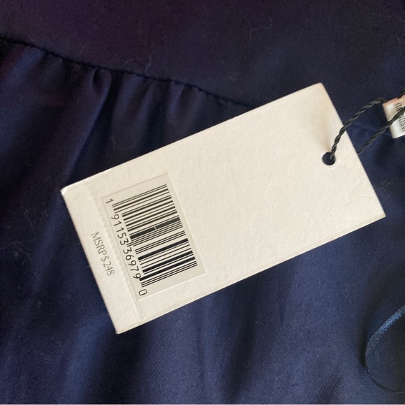 NWT JASON WU Navy  Tiered Shoulder Tie Maxi Dress Embroidered  Size S - Picture 13 of 16